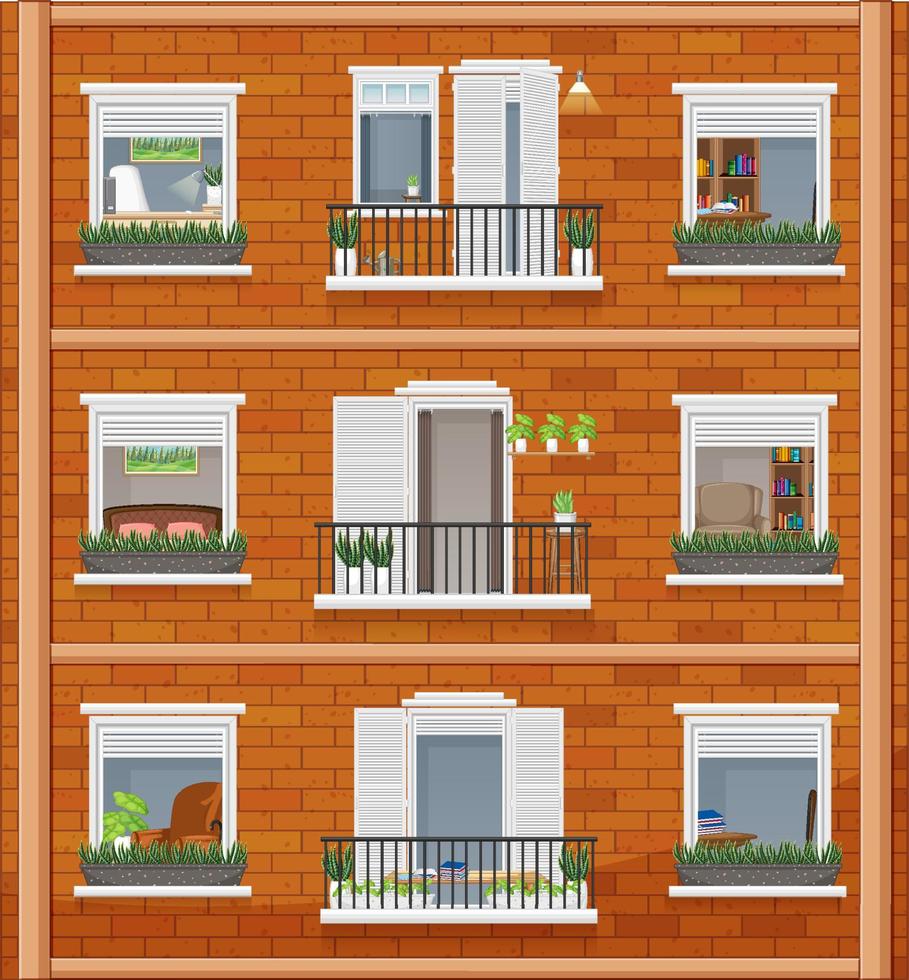 Mehrfamilienhaus mit Fenstern vektor