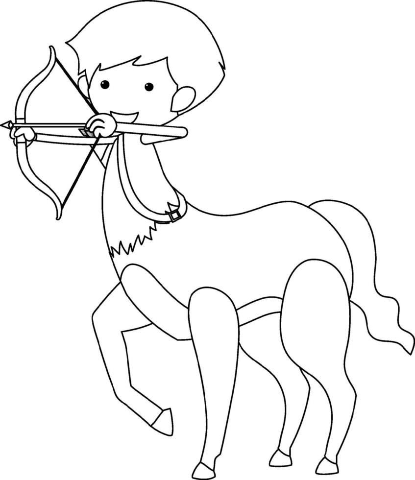 en centaur doodle kontur för färgläggning vektor