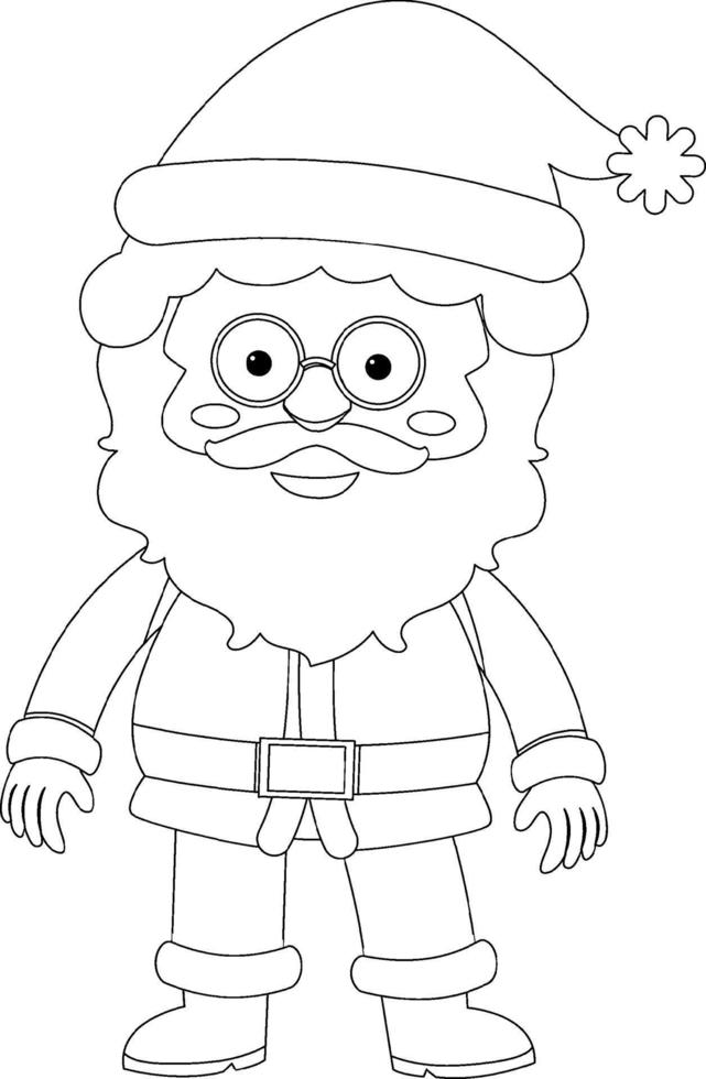 santa doodle kontur för färgläggning vektor