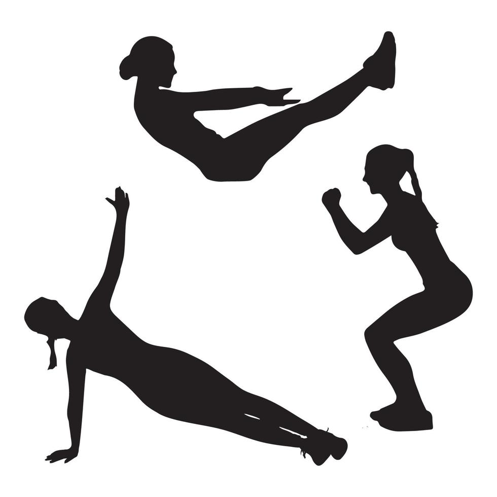 kvinnlig yoga gym fitness siluett vektor
