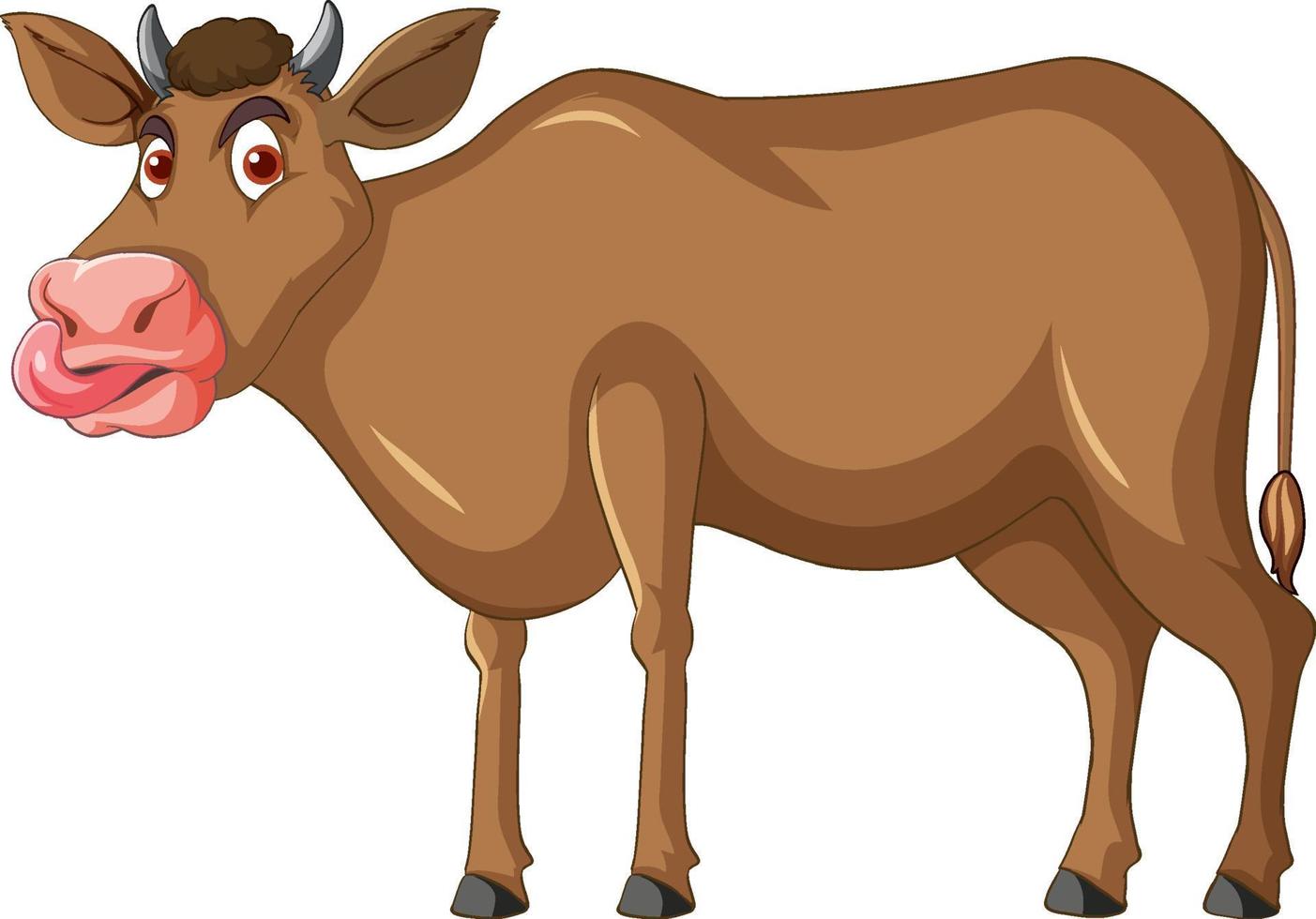 brun ko sticker ut tungan seriefigur vektor