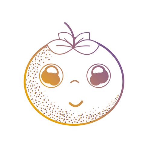 Linie kawaii nette glückliche orange Frucht vektor