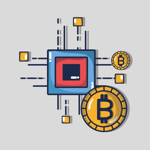 Bitcoin Digital Money Sicherheitstechnologie vektor