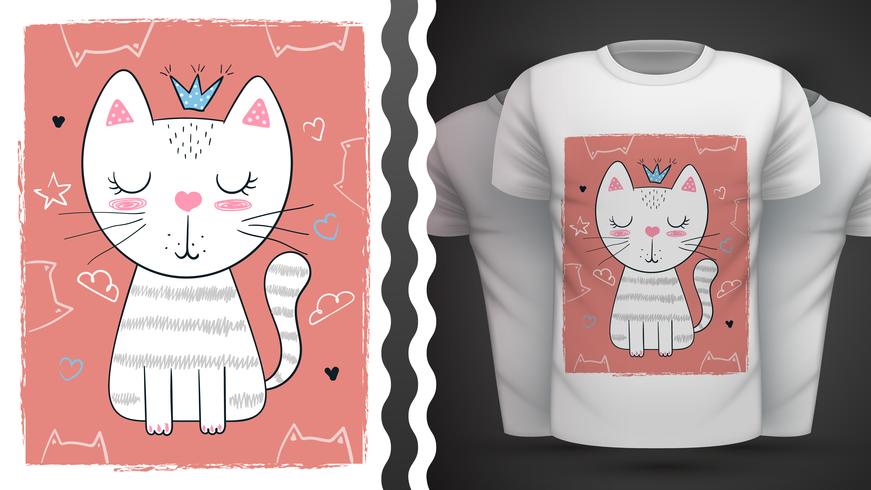 Katt, kattunge - idé för tryckt-skjorta. vektor