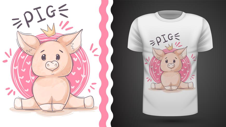 Gullig gris, piggy - idé för tryckt-shirt vektor