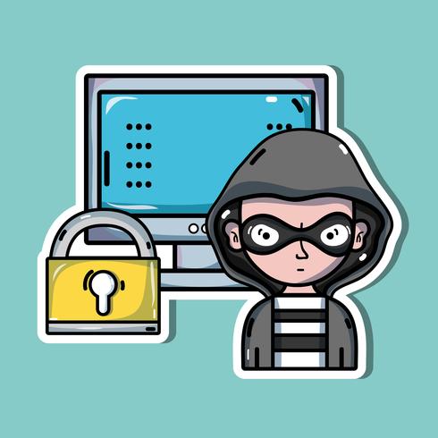 Personenhacker zum Programmiervirus im System vektor