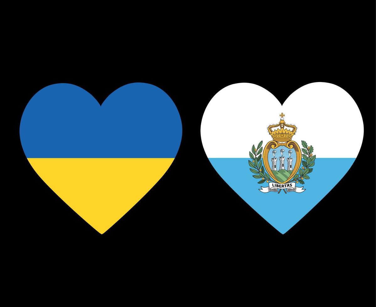 ukraine und san marino flaggen national europa emblem herz symbole vektor illustration abstraktes design element