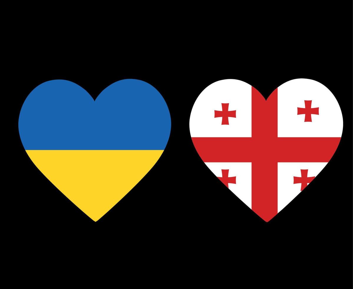 Ukraina och Georgien flaggor nationella Europa emblem hjärta ikoner vektor illustration abstrakt designelement