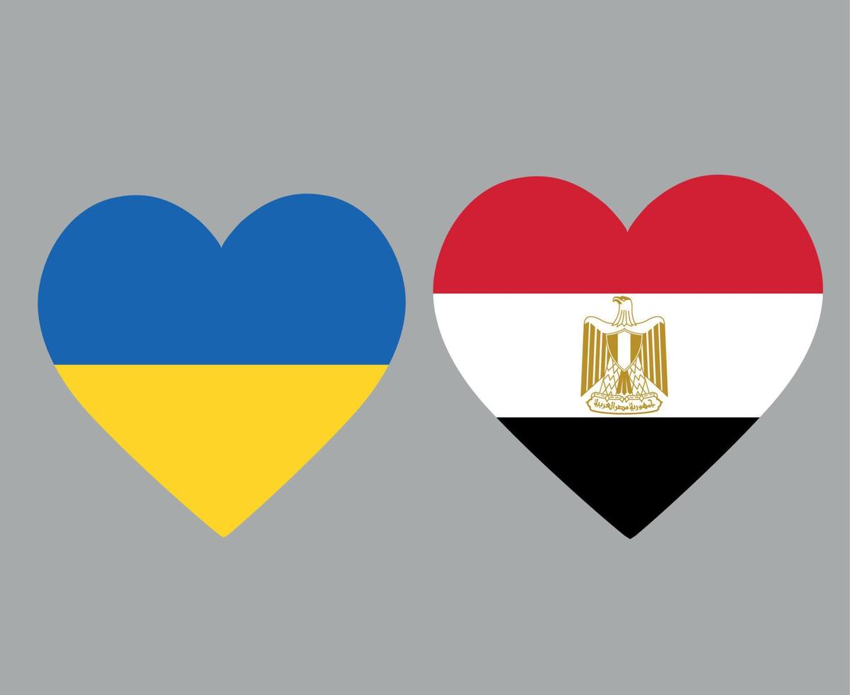 ukraina och egypten flaggor nationella europa och afrika emblem hjärta ikoner vektor illustration abstrakt designelement