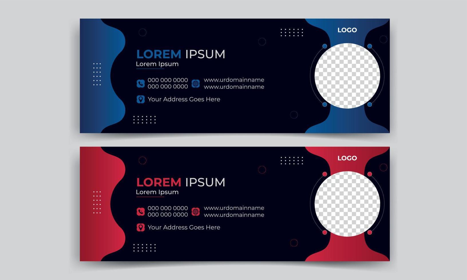 Moderne Business-E-Mail-Signatur und Facebook-Cover-Designvorlage mit zwei schönen Farben Blau und Rot vektor
