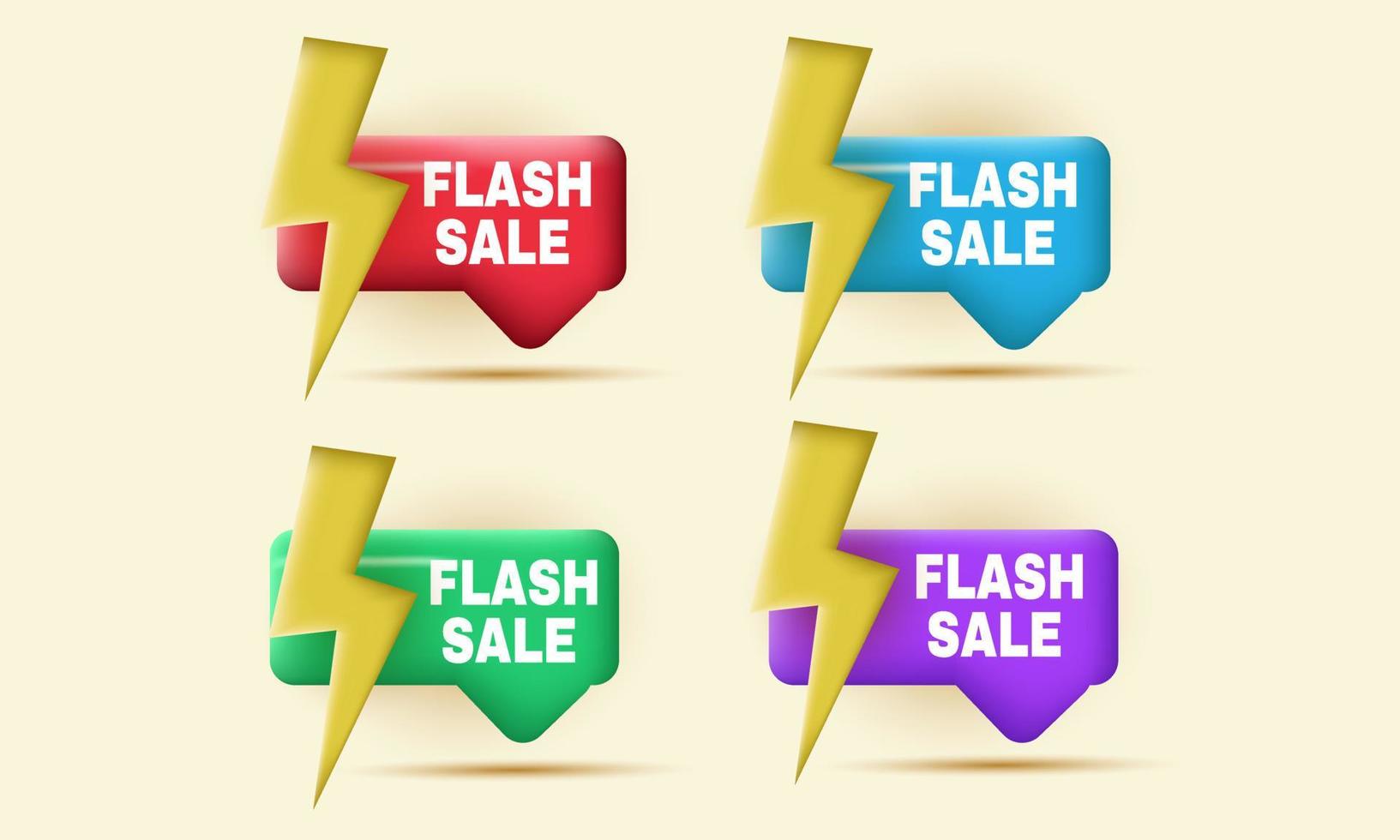 Set 3D-Flash-Sale-Tag-Label bunt vektor