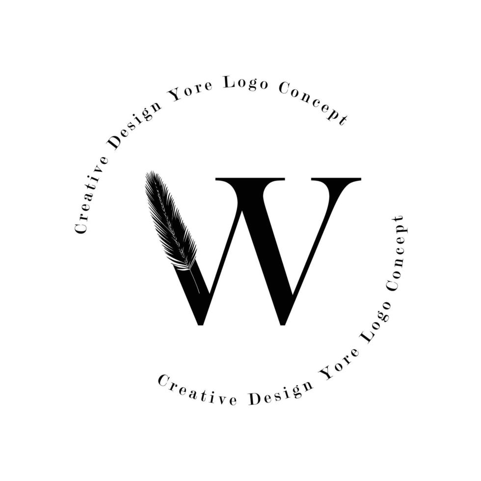elegant bokstav w logotyp med logotyp ikoner palmträd blad mönster textur design. kreativ logotyp med palmer med naturliga bioorganiska idéer moderna löv. vektor
