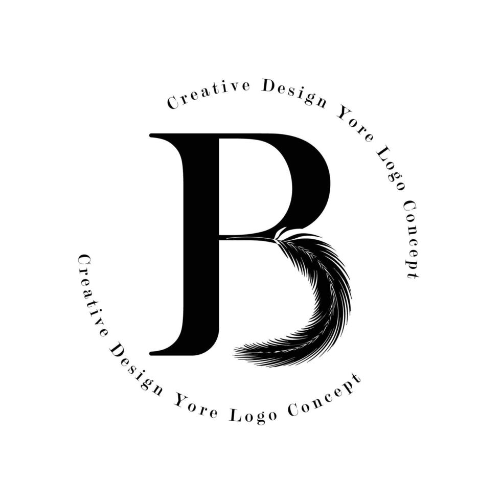 elegant bokstav b logotyp med logotyp ikoner palmträd blad mönster textur design. kreativ logotyp med palmer med naturliga bioorganiska idéer moderna löv. vektor