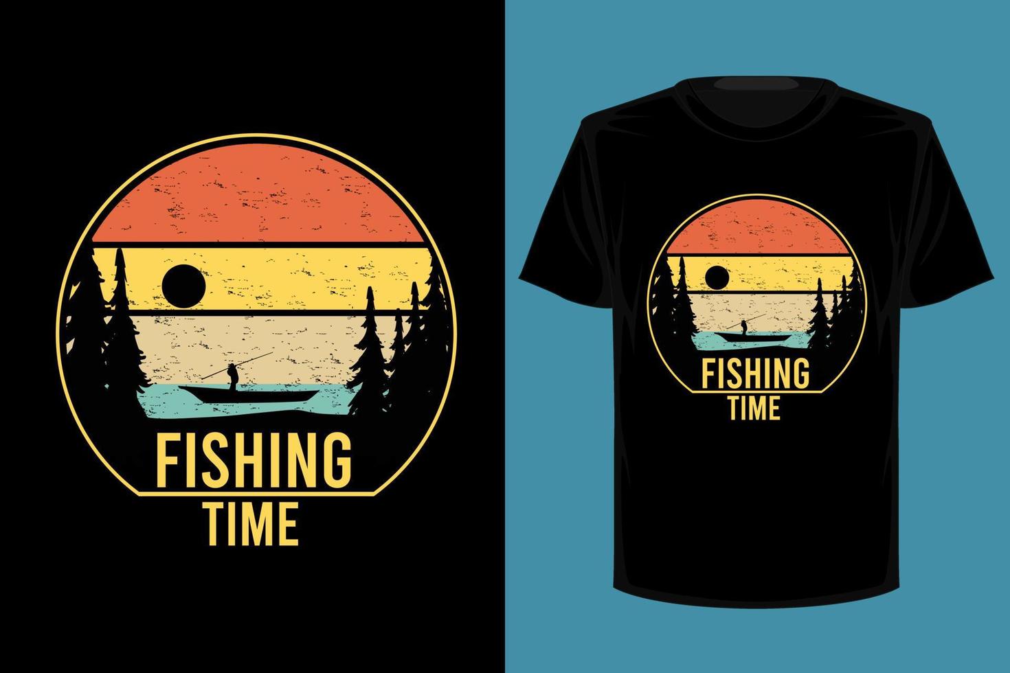 fisketid retro vintage t-shirt design vektor