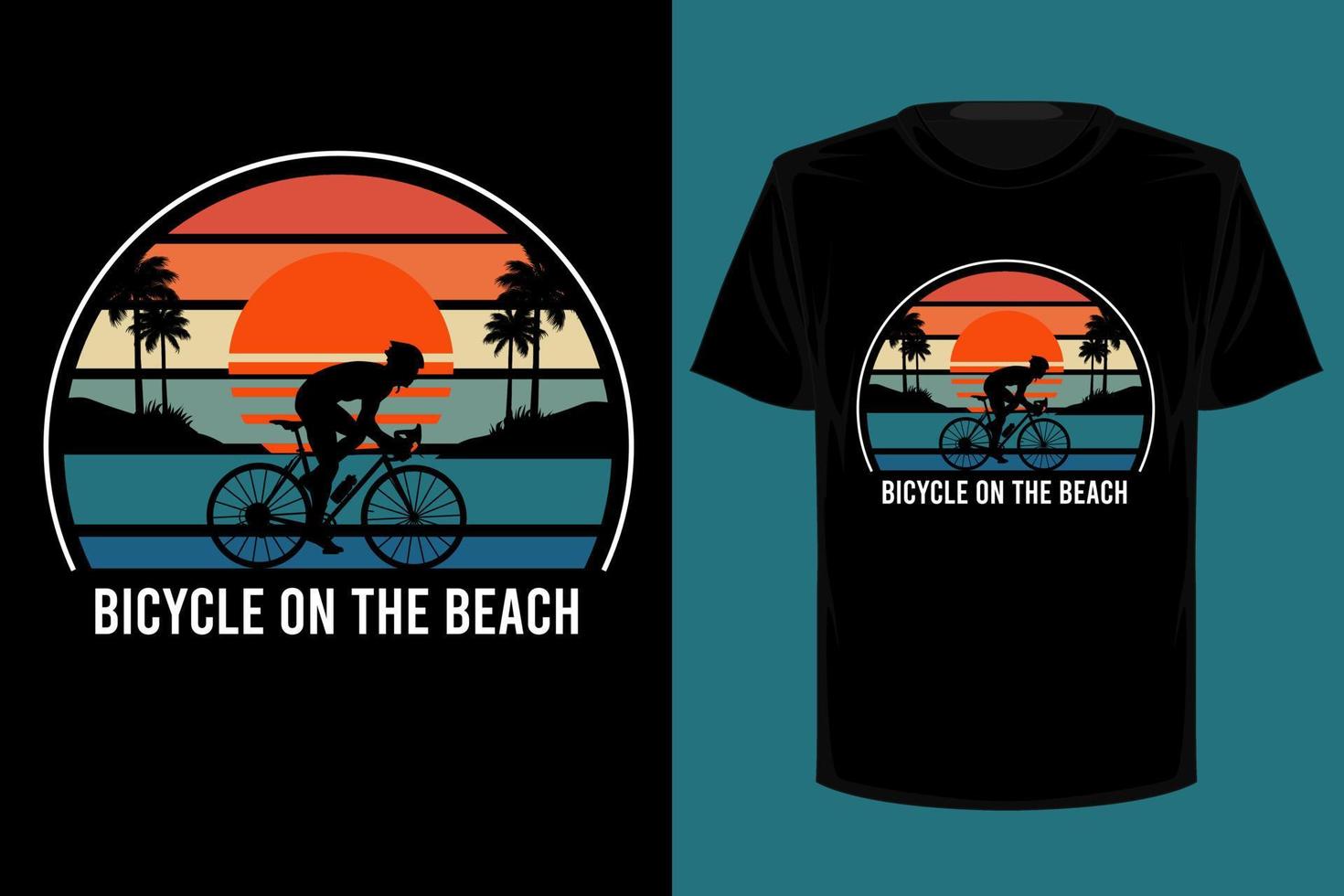 cykel på stranden retro vintage t-shirt design vektor