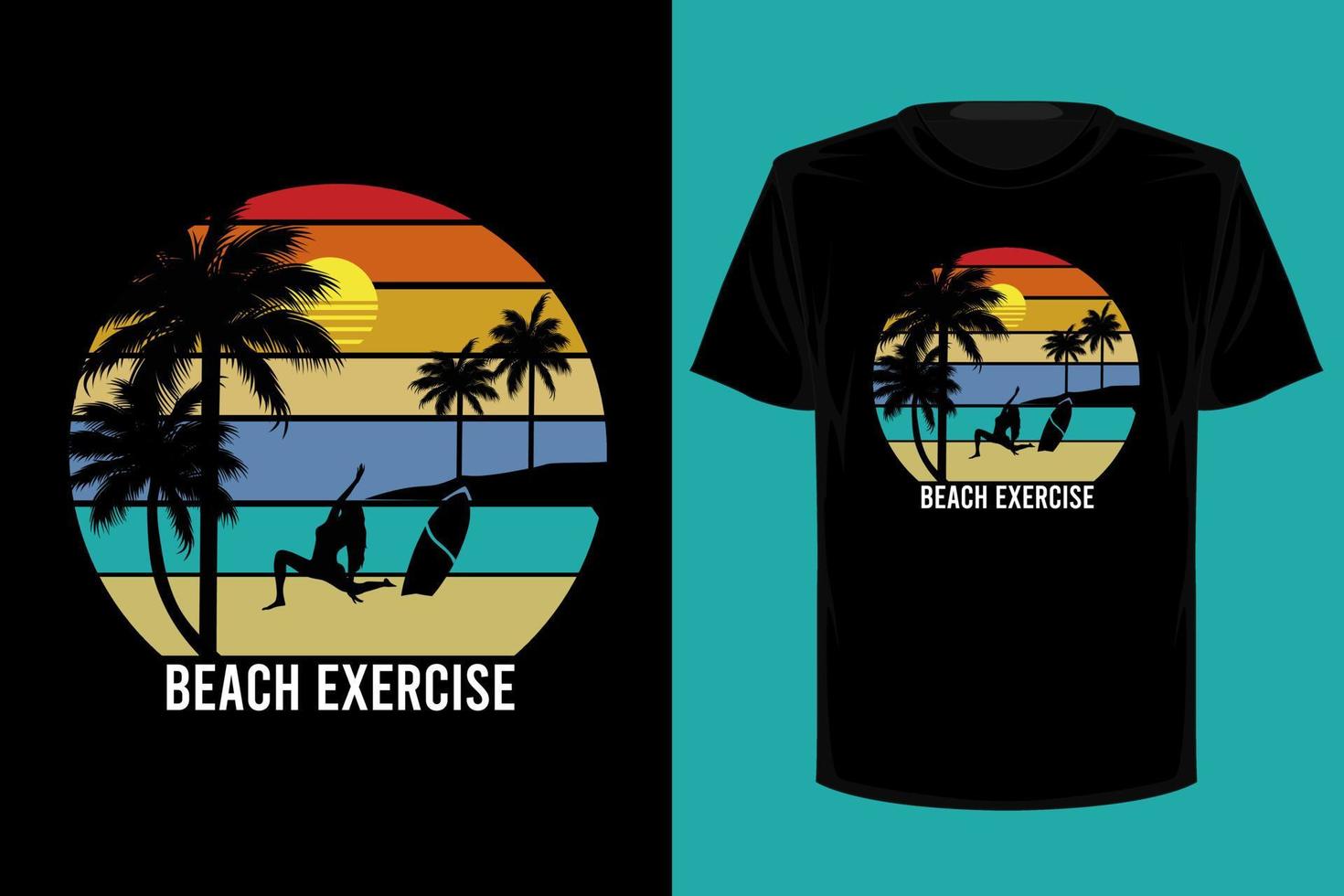 Retro-Vintage-T-Shirt-Design für Strandübungen vektor