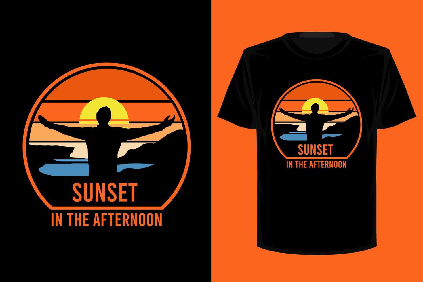 Sonnenuntergang am Nachmittag Retro-Vintage-T-Shirt-Design vektor