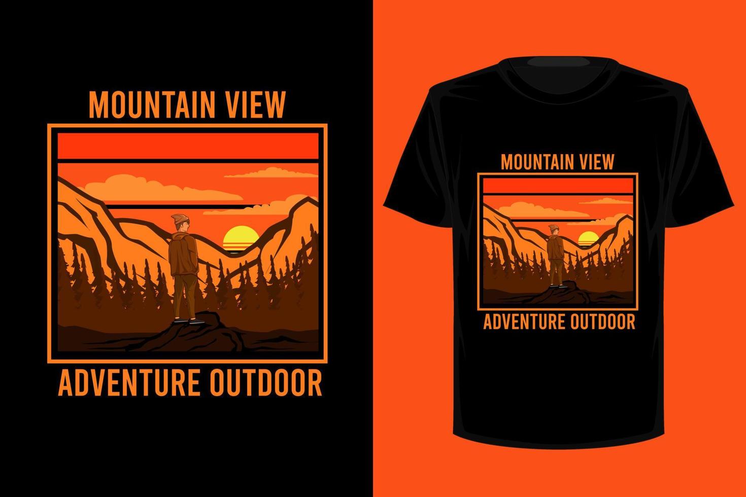 Bergblick-Abenteuer im Freien Retro-Vintage-T-Shirt-Design vektor