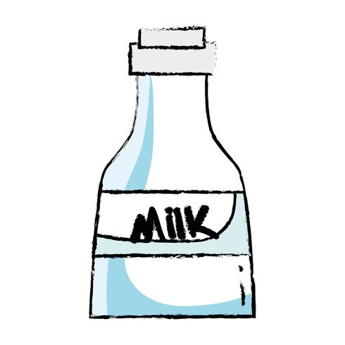 Gekritzel frische Milchflasche Produkternährung vektor
