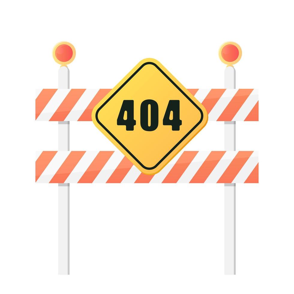 vägspärr 404 hittades inte tecken tecknad vektorillustration isolerade objekt vektor