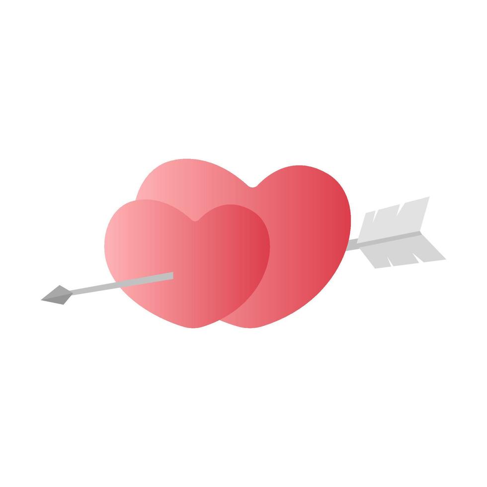 hjärta och älskares pil tecknade vektorillustration isolerade objekt vektor