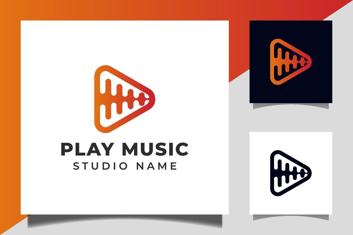 Play-Button-Icon-Vektor mit Puls-Musik-Player-Design für Logo-Vorlage für Multimedia-Musikstudios vektor