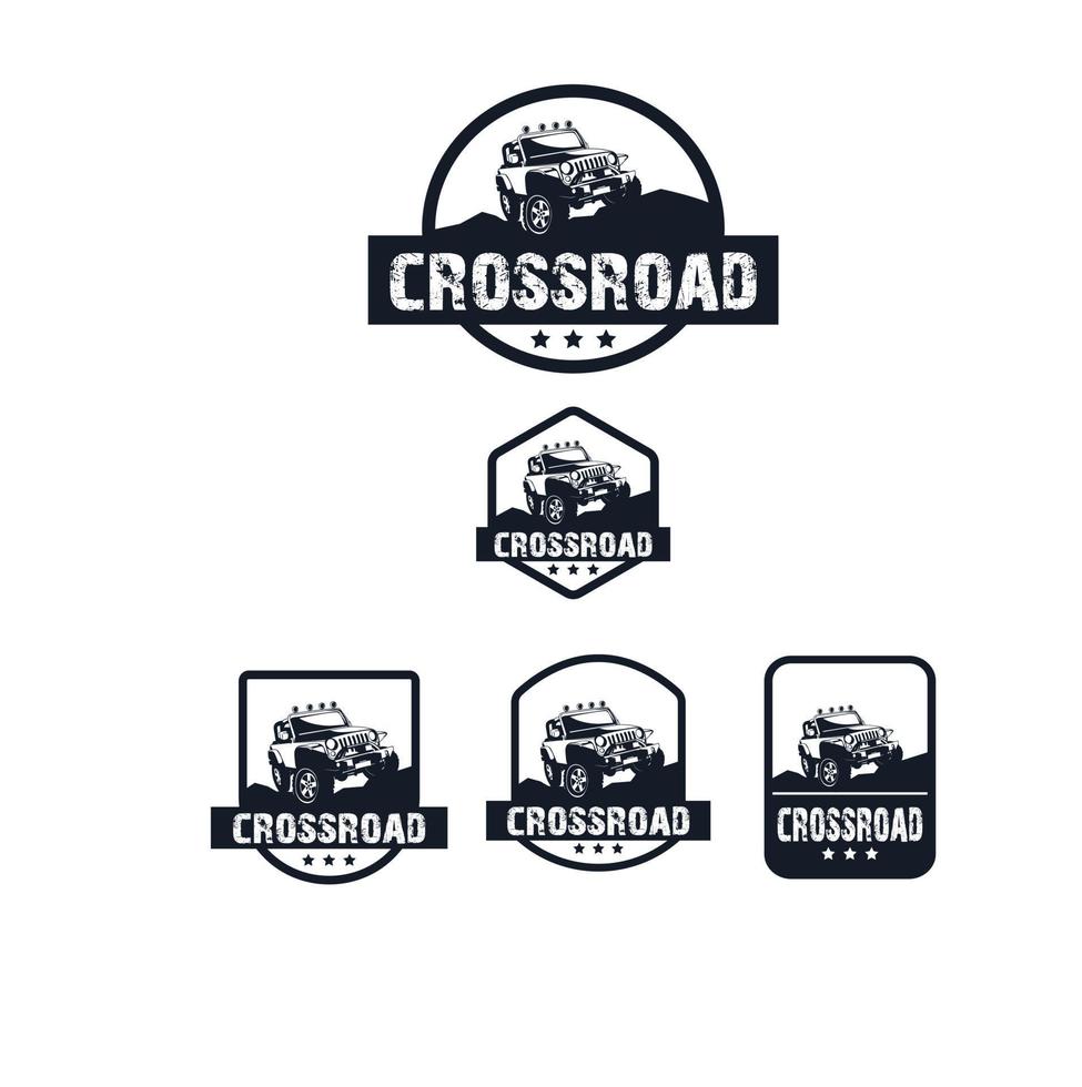 cross road logotyp set vektor