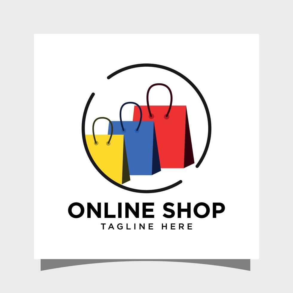 Online-Shopping-Logo-Design-Vorlage Einkaufstasche vektor