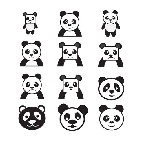 Panda Cartoon Charakter Symbol Dessign vektor