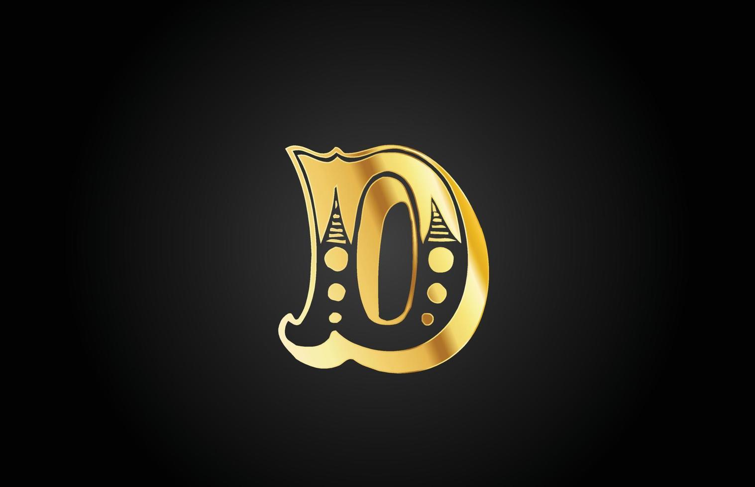 goldenes vintage d-metall-alphabet-logo-symbol. kreative Designvorlage für Unternehmen oder Unternehmen vektor