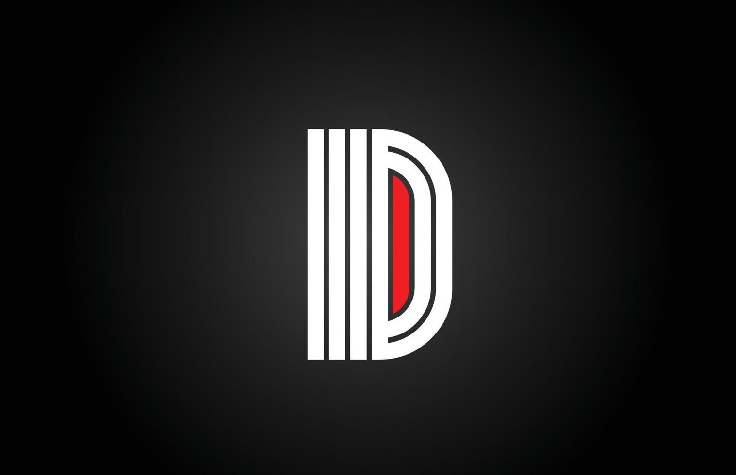 Linie d-Alphabet-Buchstaben-Logo-Symbol. kreative Designvorlage für Unternehmen und Unternehmen in Weiß und Schwarz vektor
