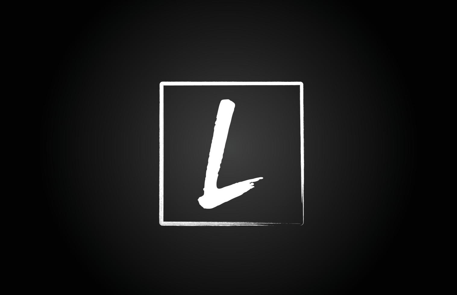 l grunge alfabetets bokstavslogotypikon med fyrkant. kreativ malldesign för företag och företag i vitt och svart vektor