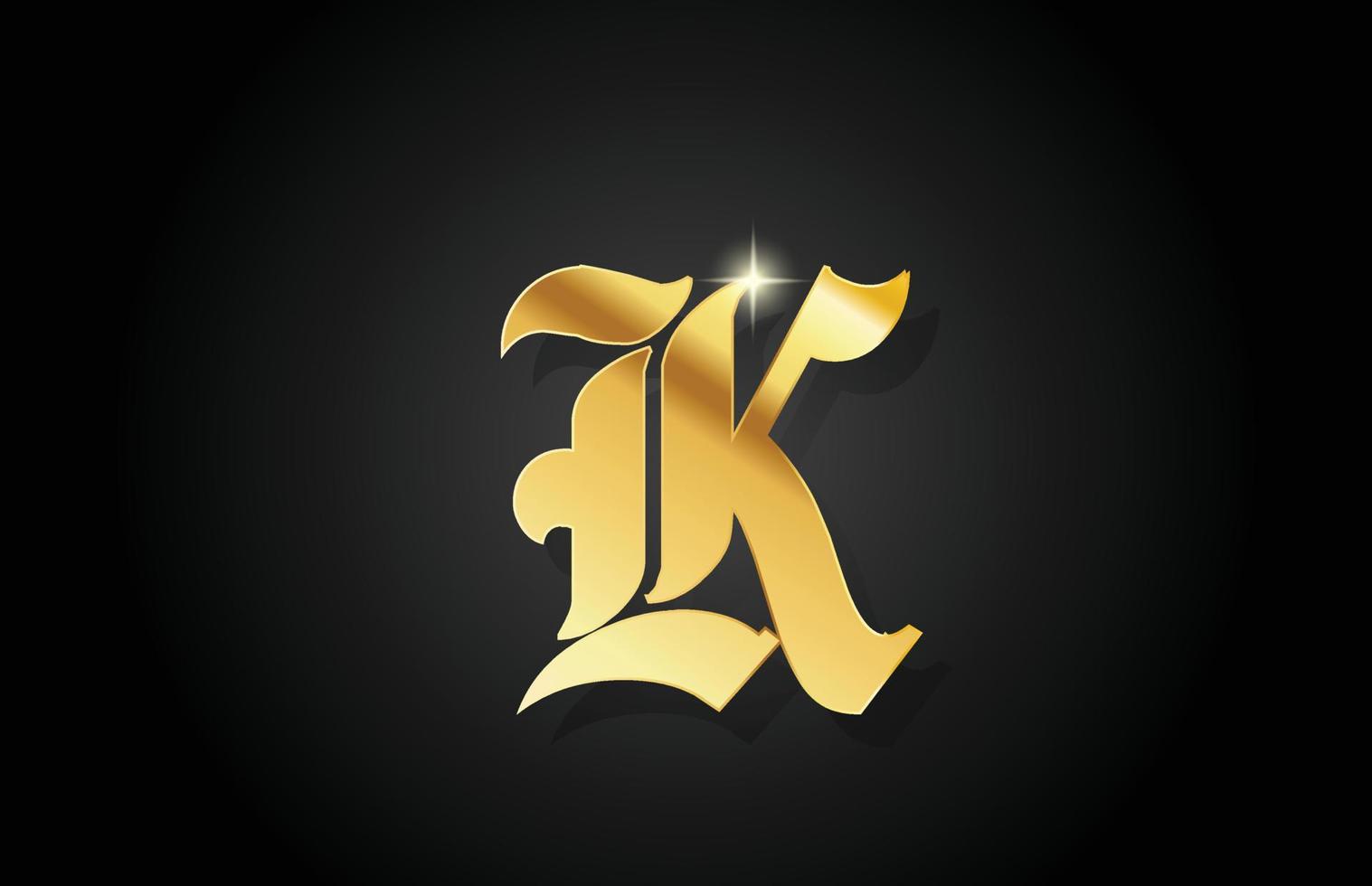 k Vintage Gold Alphabet Buchstaben Symbol Logo Design. kreative goldene vorlage für unternehmen vektor