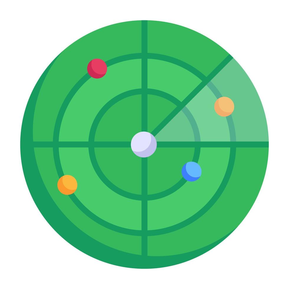 riktningssökare, radar platt ikon med redigerbar anläggning vektor