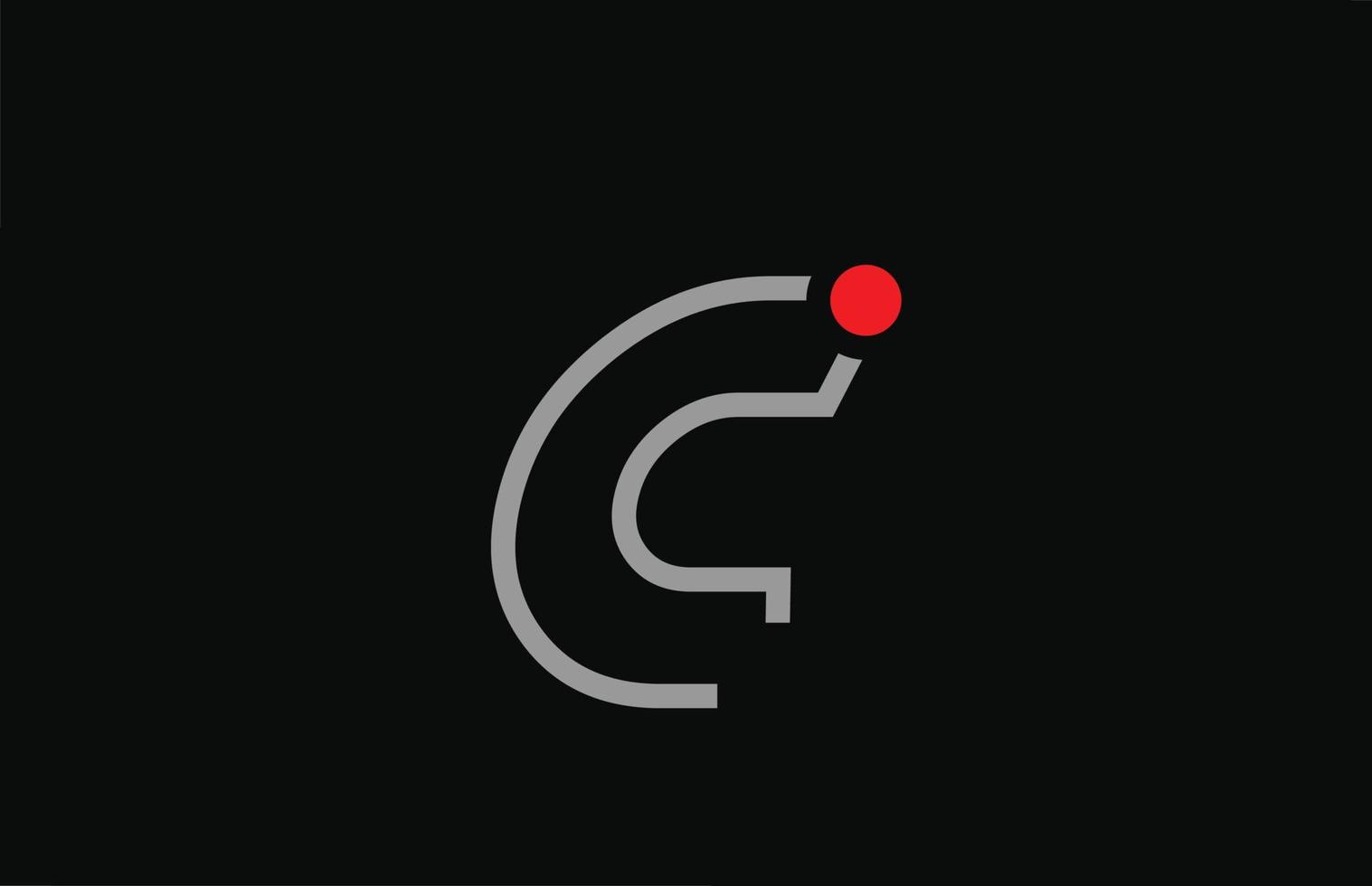c Schwarz-Weiß-Alphabet-Buchstaben-Logo-Icon-Design mit rotem Punkt. kreative Vorlage für Unternehmen und Unternehmen vektor
