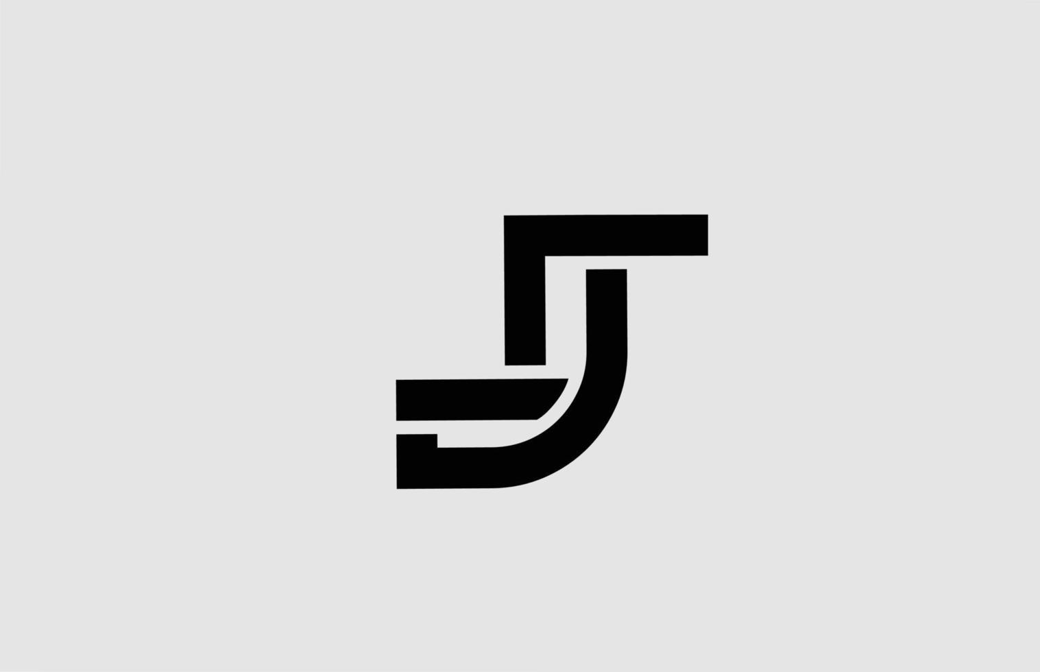 alfabetet j bokstaven logotyp ikon med linjedesign. vit och svart mall för företag och företag vektor