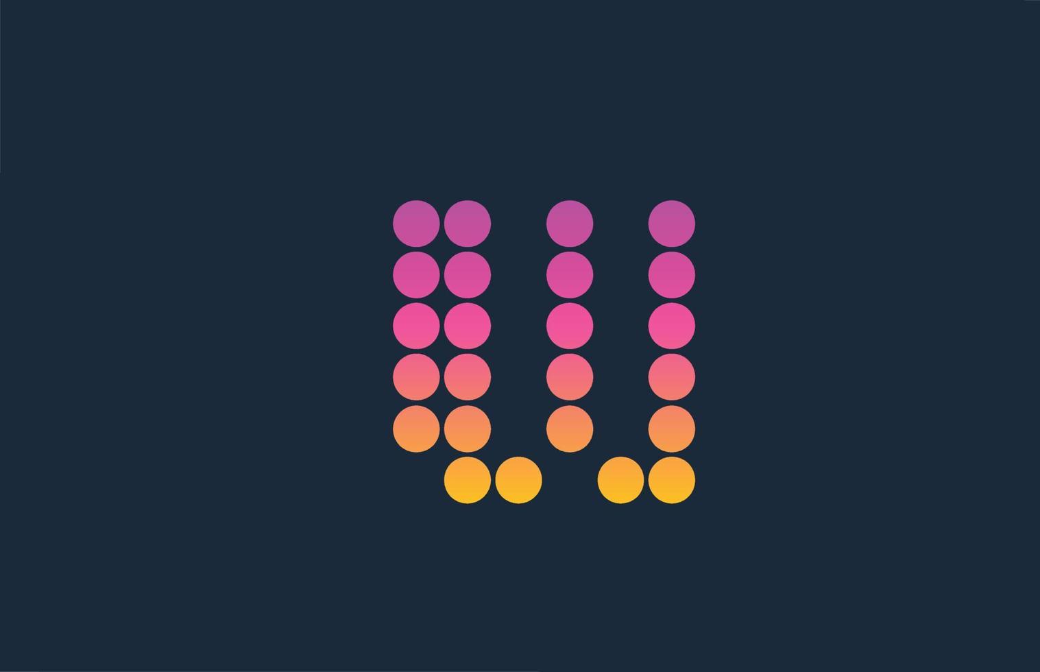 w rosa gul prickade alfabetet bokstavslogotyp ikon design. kreativ mall för företag och företag vektor