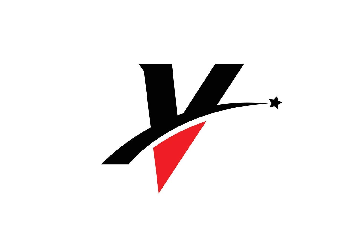v rotes schwarzes Alphabet-Buchstaben-Logo-Icon-Design mit Swoosh und Stern. kreative vorlage für geschäft und unternehmen vektor