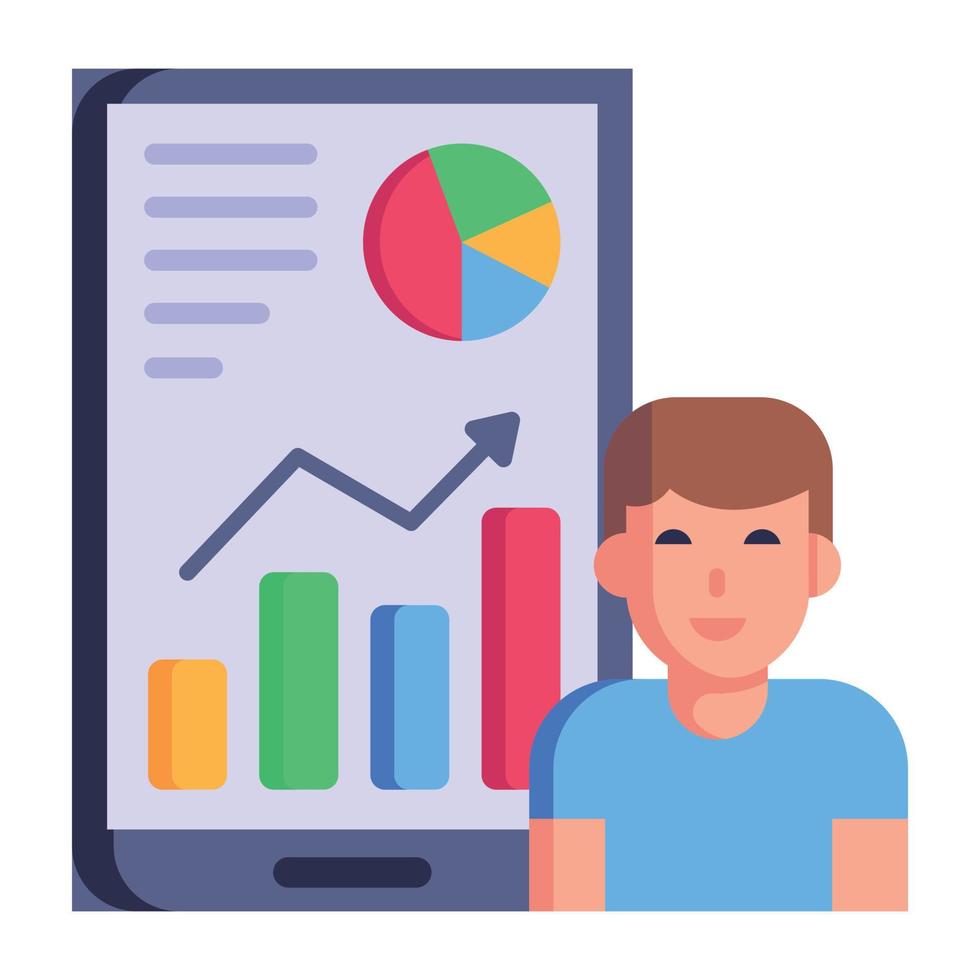 eine gut gestaltete flache Ikone der Online-Analyse vektor