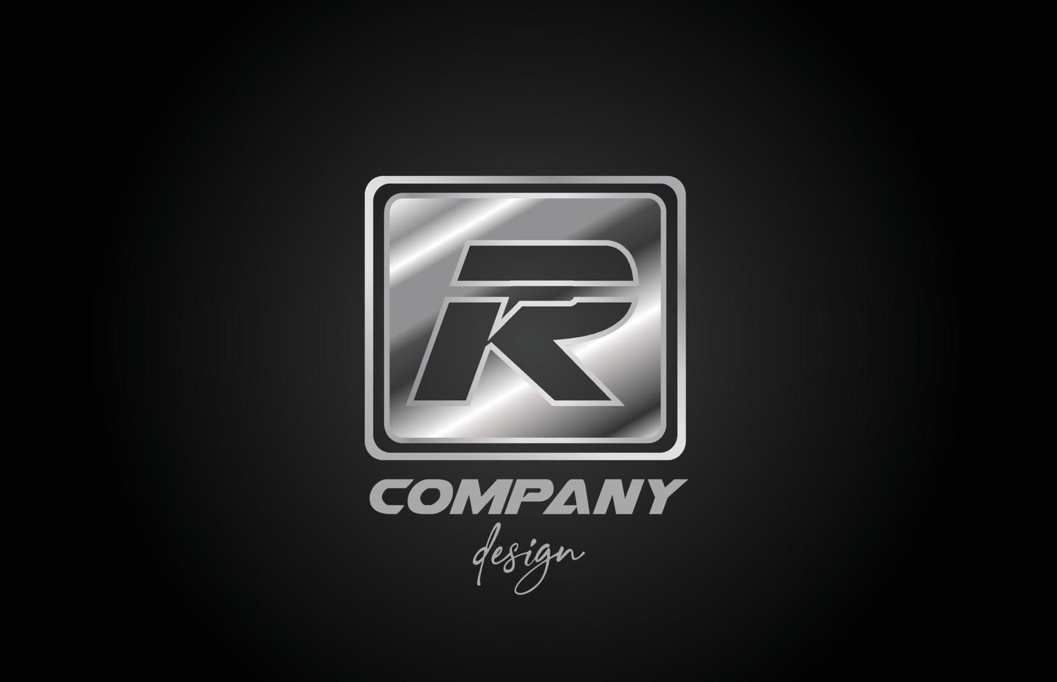 Silbermetall r-Alphabet-Logo-Symbol mit quadratischem Design. kreative Vorlage für Unternehmen und Unternehmen vektor