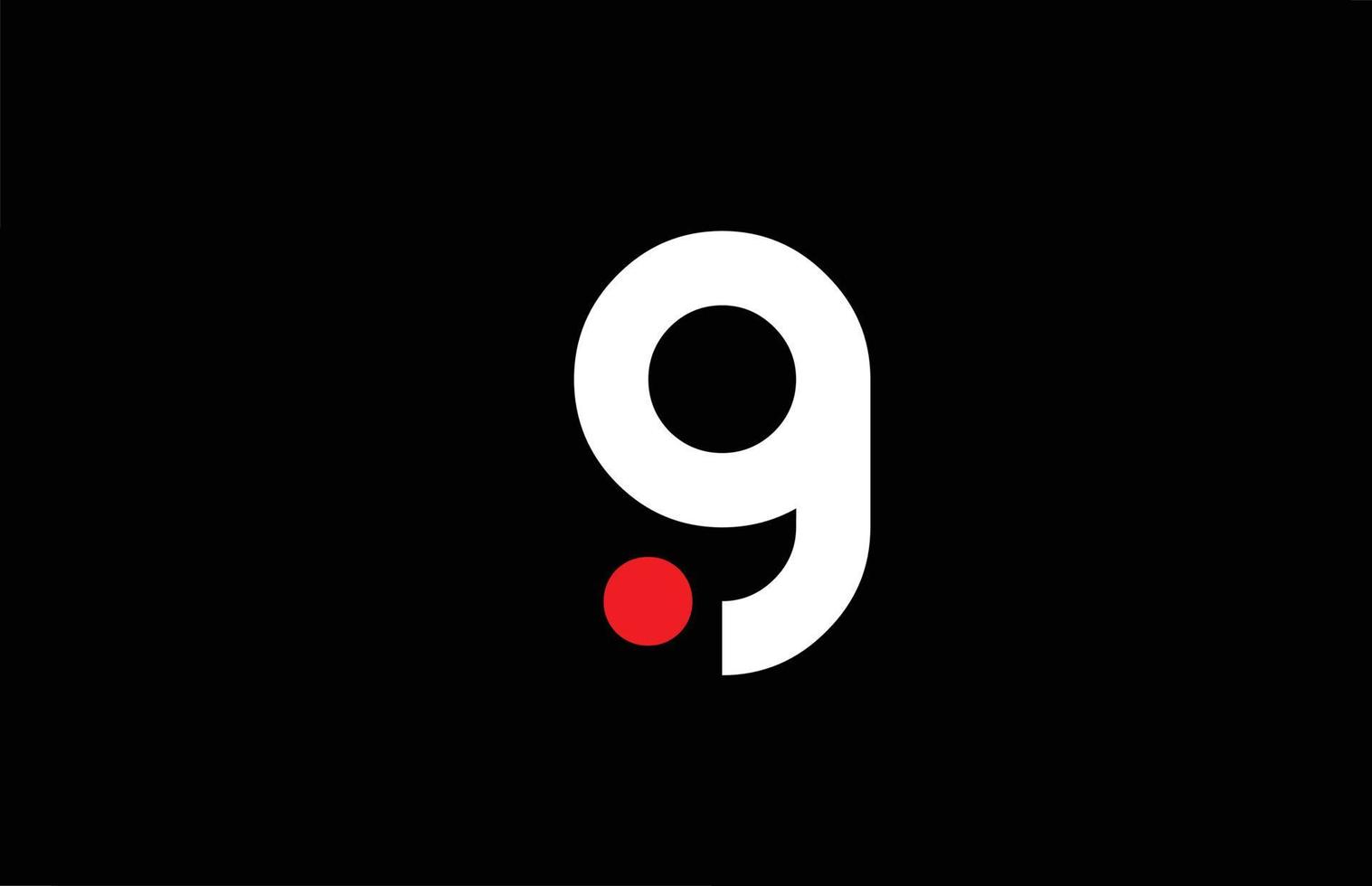 g-Alphabet-Buchstaben-Symbol-Logo-Design. kreative vorlage für unternehmen und business mit rotem punkt in weiß und schwarz vektor