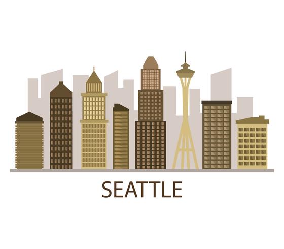 Seattle skyline på en vit bakgrund vektor