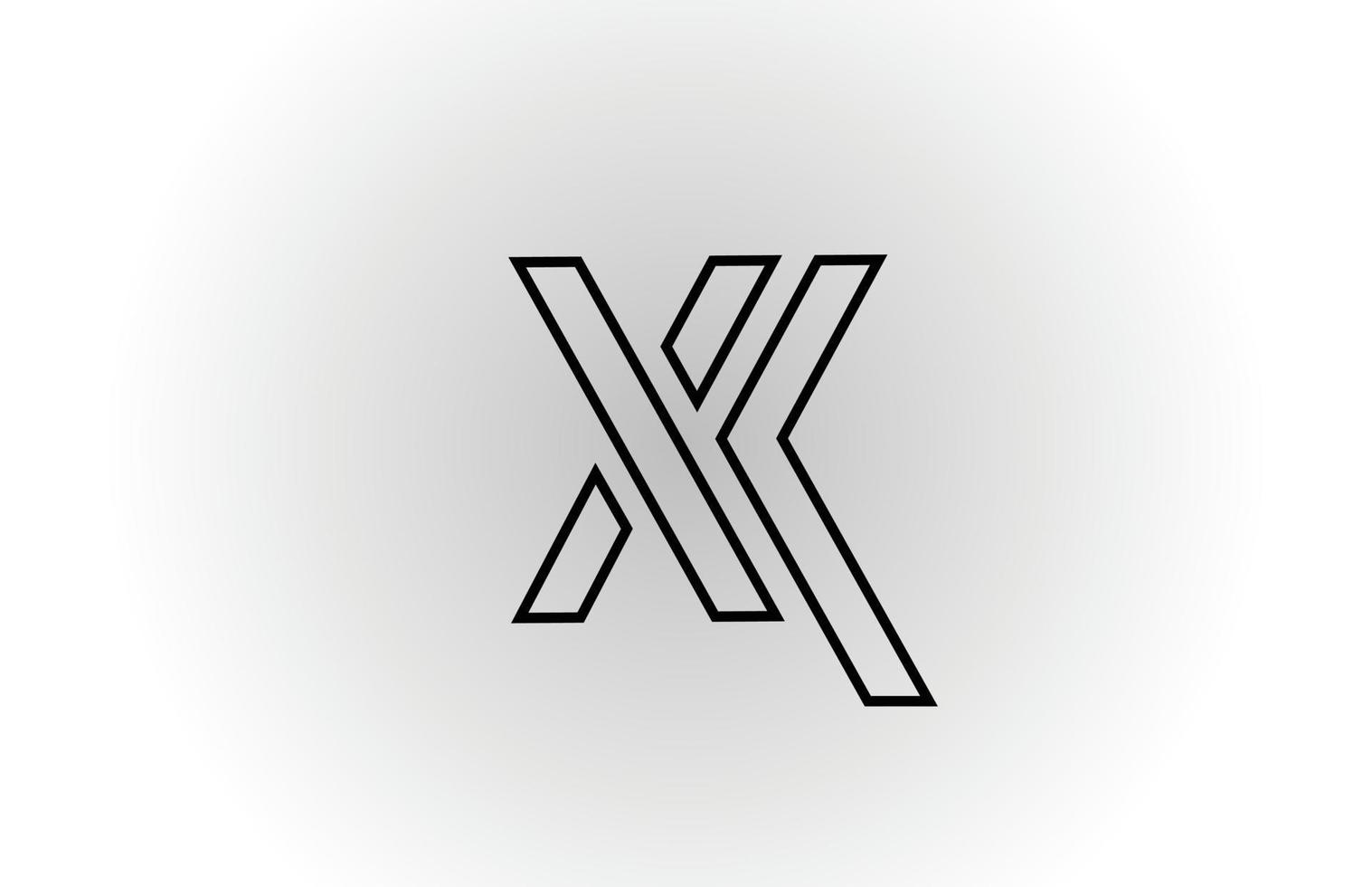 svart och vitt x alfabetet bokstaven logotyp ikon design med linje. kreativ mall för företag och företag vektor