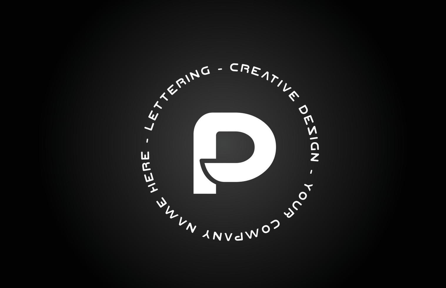 cirkel p svart och vitt alfabetet bokstaven logotyp ikon design. kreativ mall för företag och företag vektor