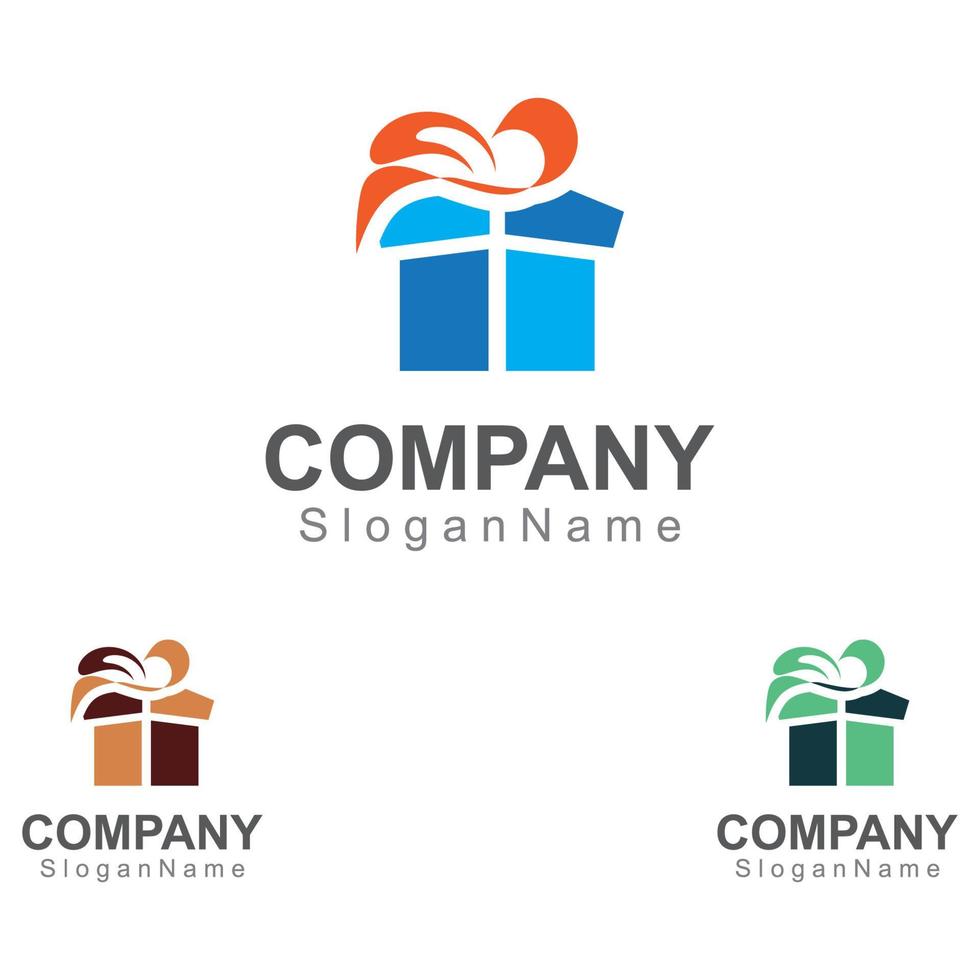 Geschenkbox Überraschung Logo Design Vektorvorlage Bildkunst vektor