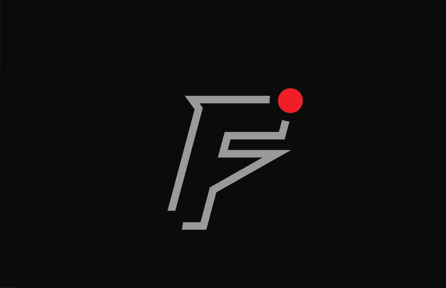 f svart och vitt alfabetet bokstavslogotyp ikondesign med röd prick. kreativ mall för företag och företag vektor