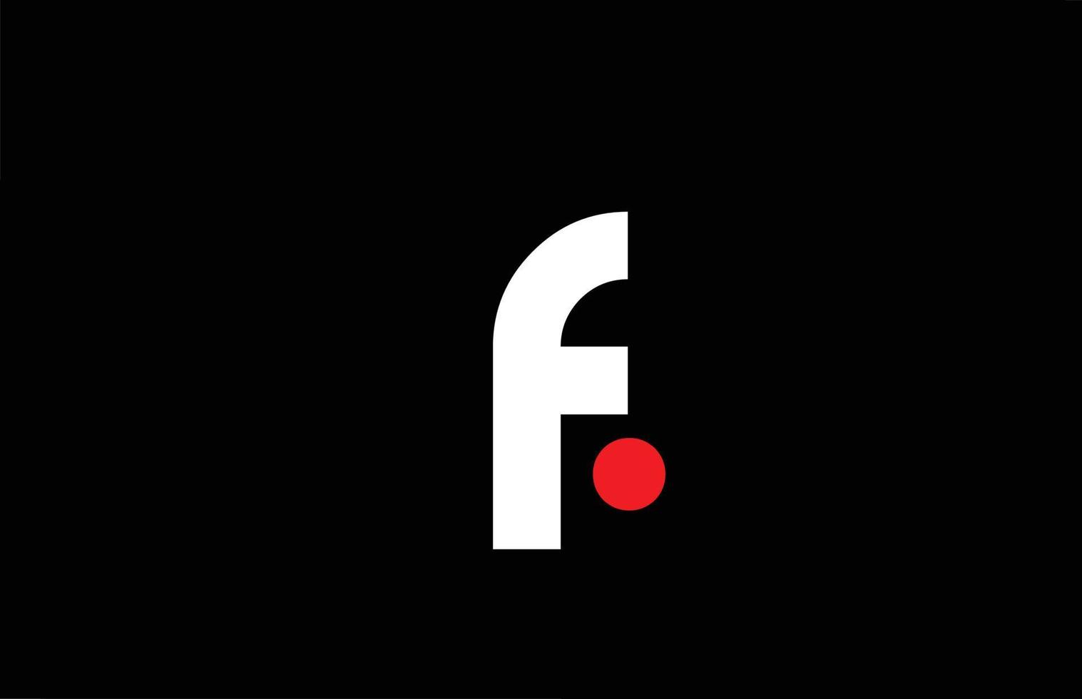 f alfabetet bokstavsikon logotypdesign. kreativ mall för företag och företag med röd prick i vitt och svart vektor