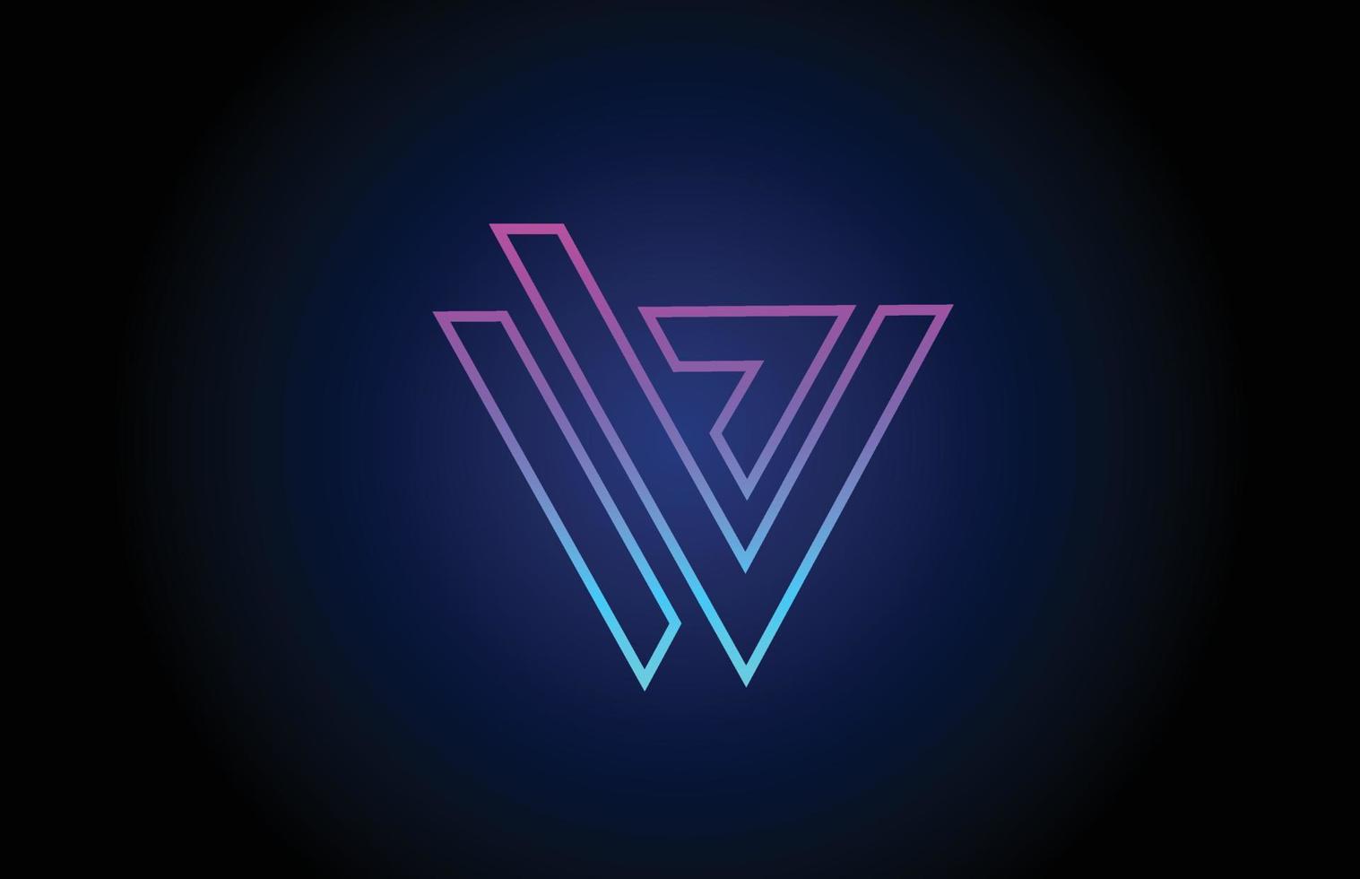 w-Alphabet-Buchstaben-Logo-Design-Ikone mit Linie. kreative vorlage für unternehmen und unternehmen in rosa blauen farben vektor