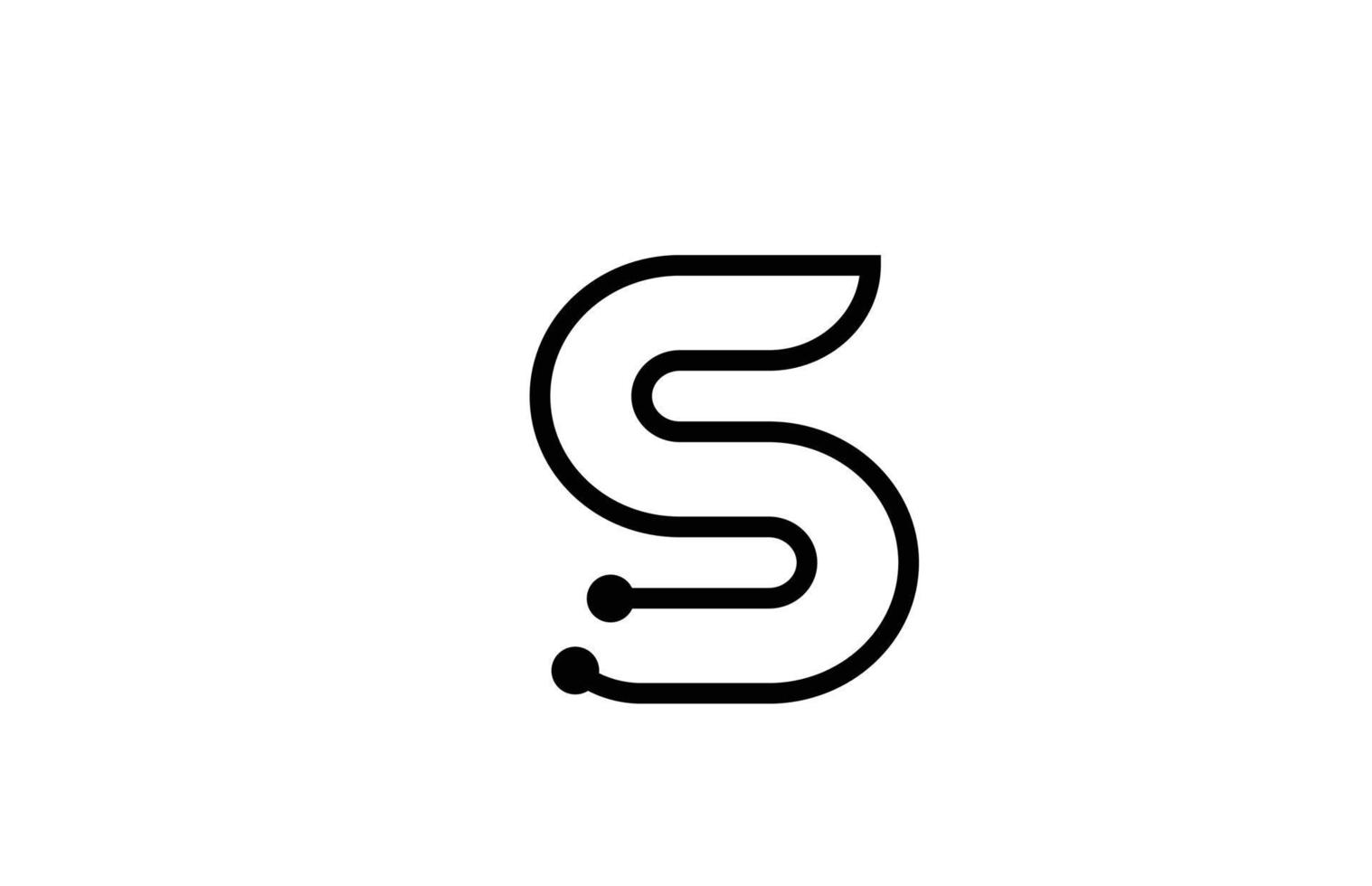 s linje svart och vitt alfabetet bokstaven logotyp ikon design med prick. kreativ mall för företag och företag vektor