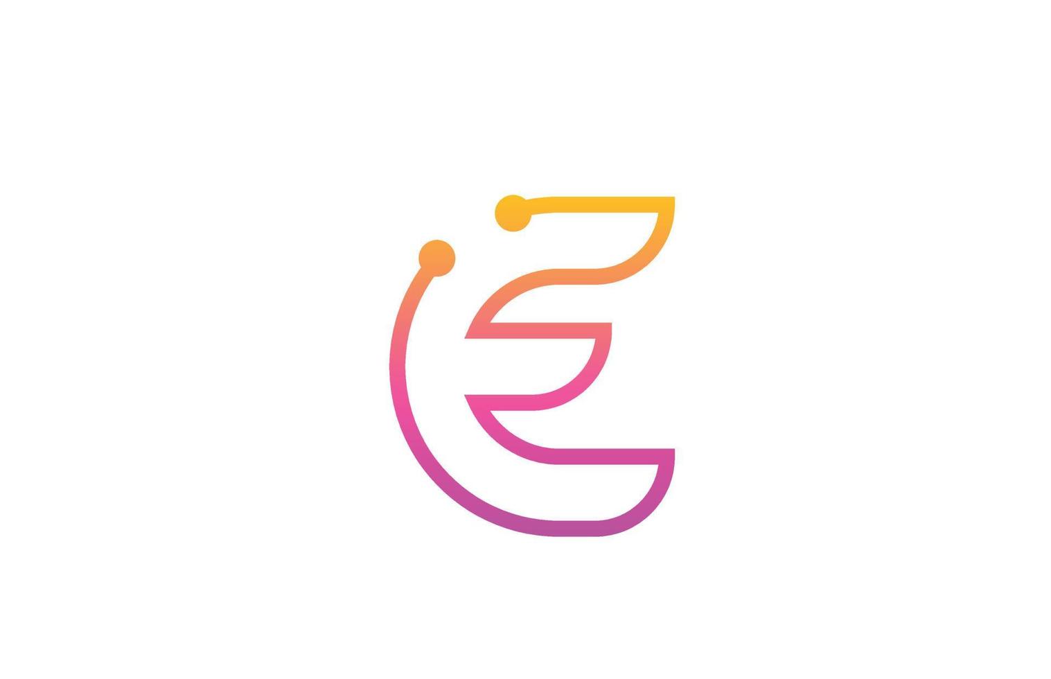 e rosa alfabetet bokstavsikon logotypdesign med prick. kreativ mall för företag och företag med linje vektor